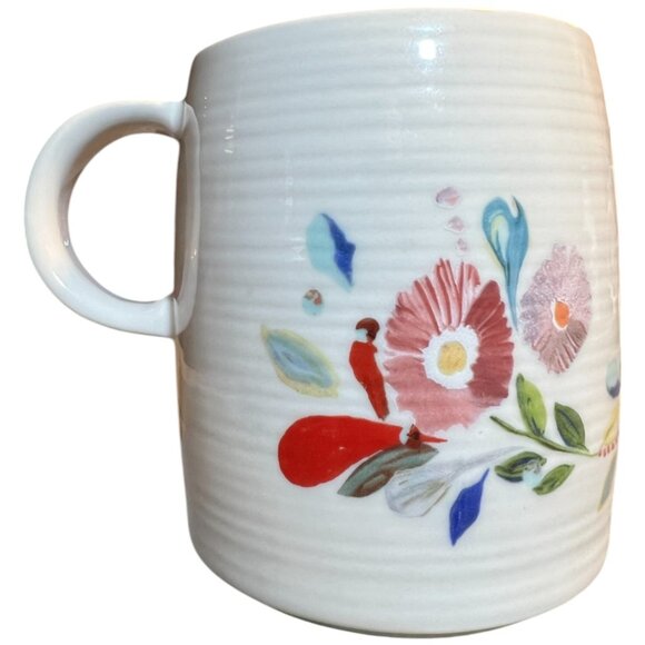 ANTHROPOLOGIE Starla M Halfmann Letter M Monogram Floral Mug Coffee Cup 14 oz - Picture 5 of 15